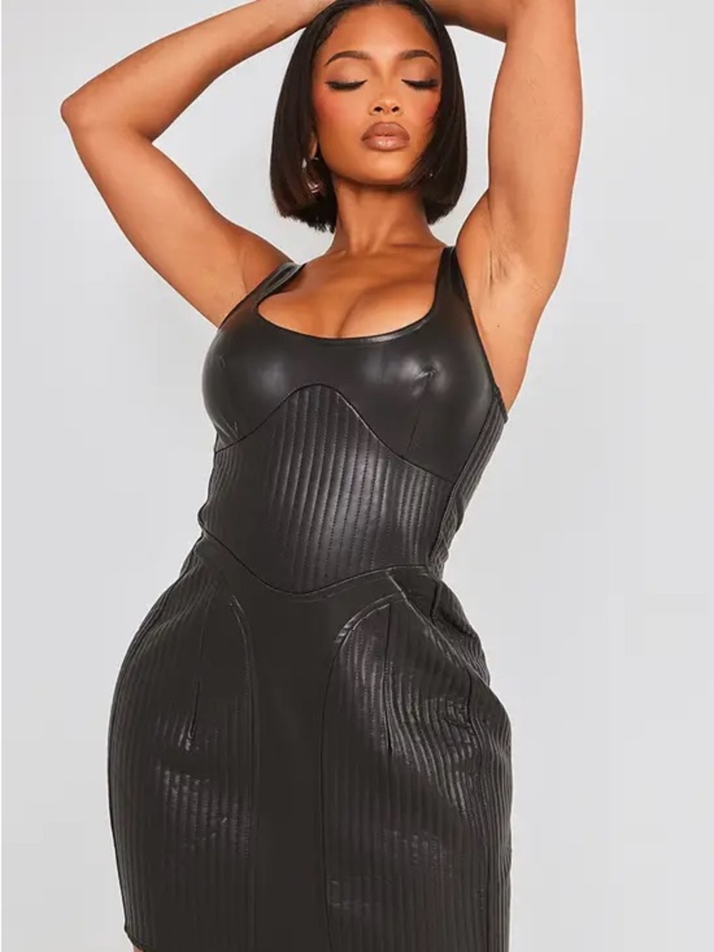PrettyLittleThing Black Faux Leather Mini Dress